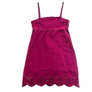 Roxy Women’s M Magenta Pink Adjustable Tank Straps Floral Eyelet Sundress Beachy